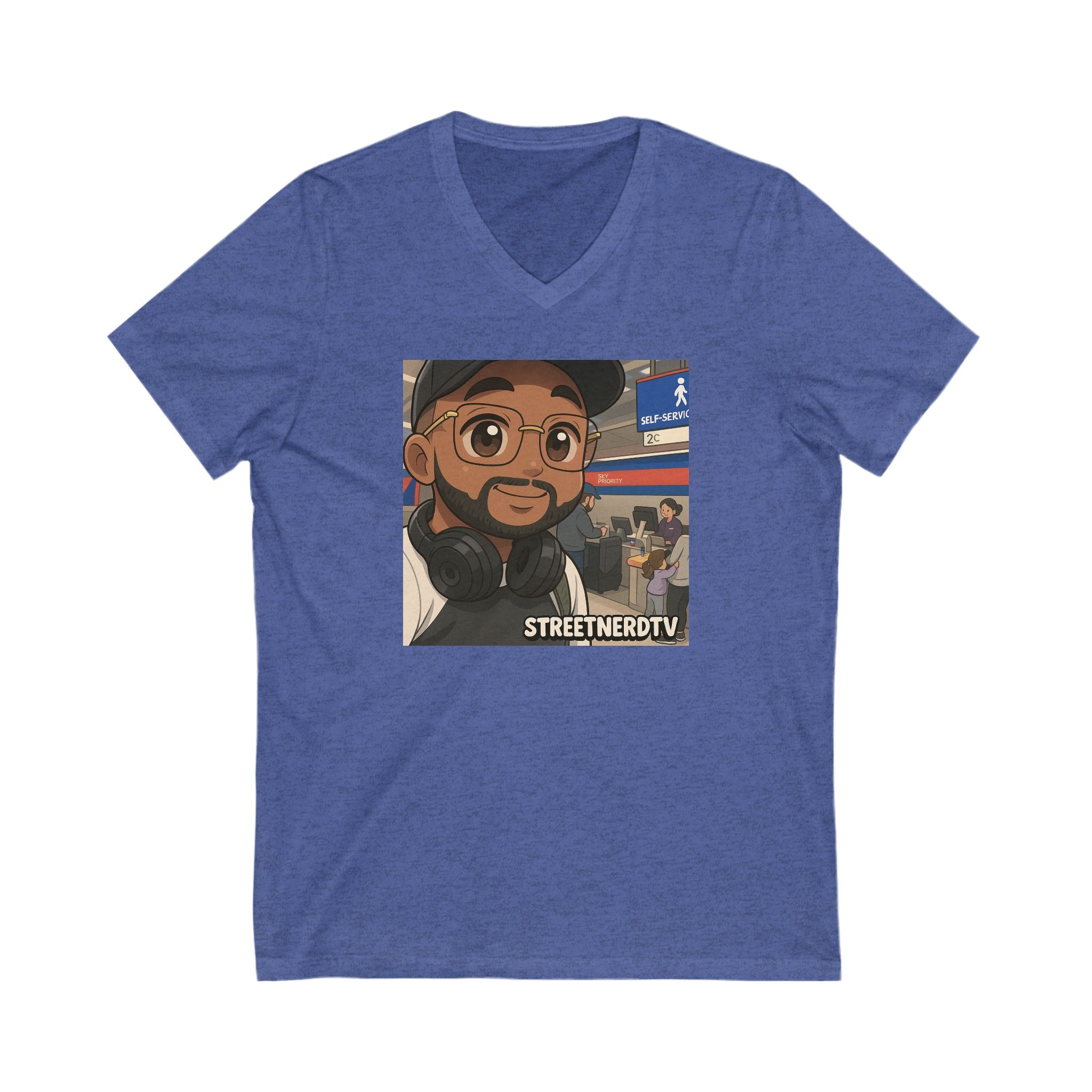 Street Nerd TV Unisex V-Neck Tee, Podcast Merchandise, Casual Wear, Unique Graphic T-Shirt, Gift for Fans, Everyday Comfort