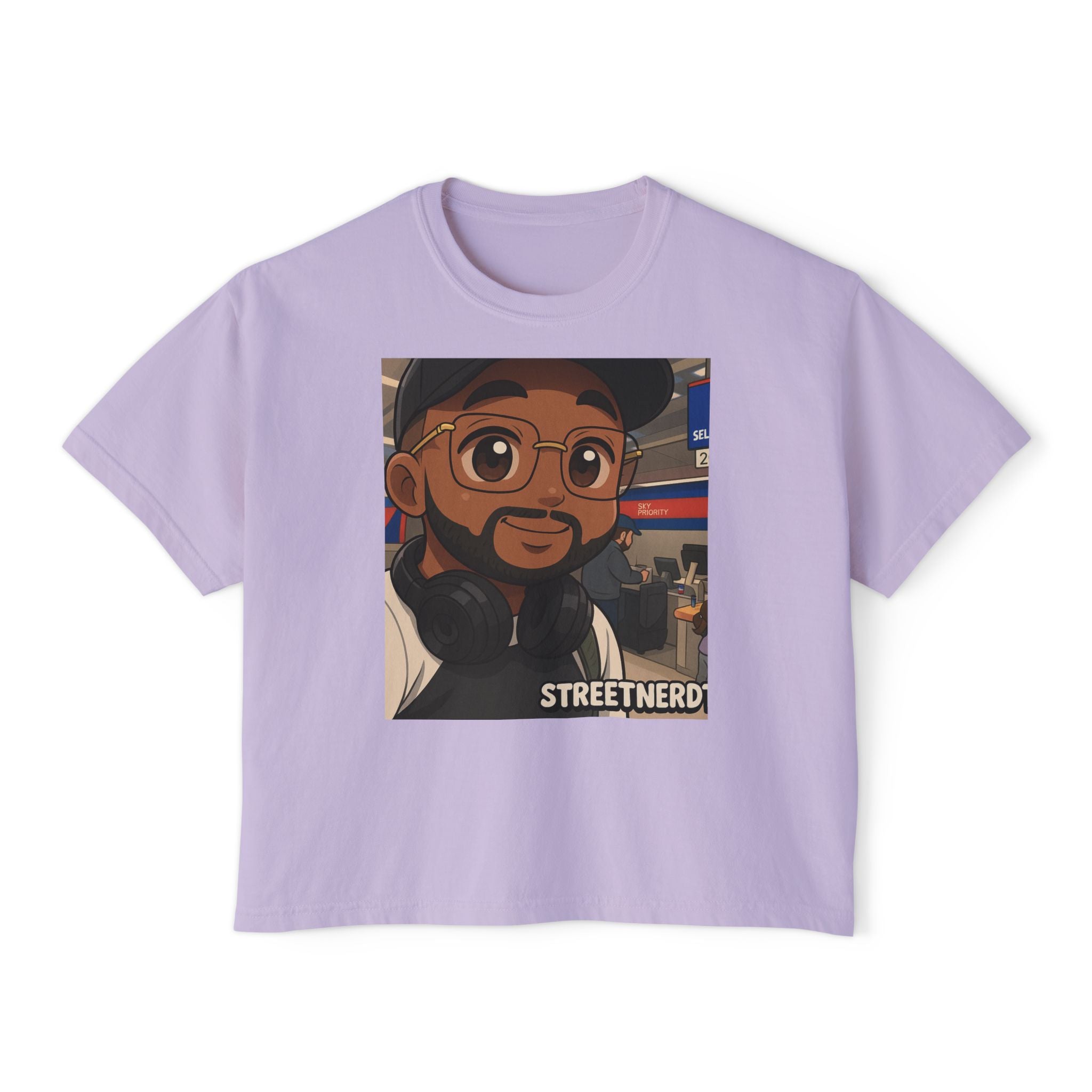 Street Nerd Boxy Tee | Cute Casual Tee for Podcast Lovers, Streetwear Shirt, Gift for Fans, Comfortable Everyday Wear