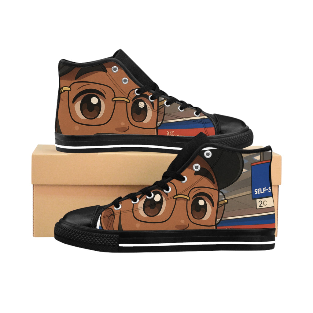 Stylish High-Top Sneakers with Unique Design for Casual Wear, Custom Sneakers, Trendy Footwear, Gift for Sneaker Lovers