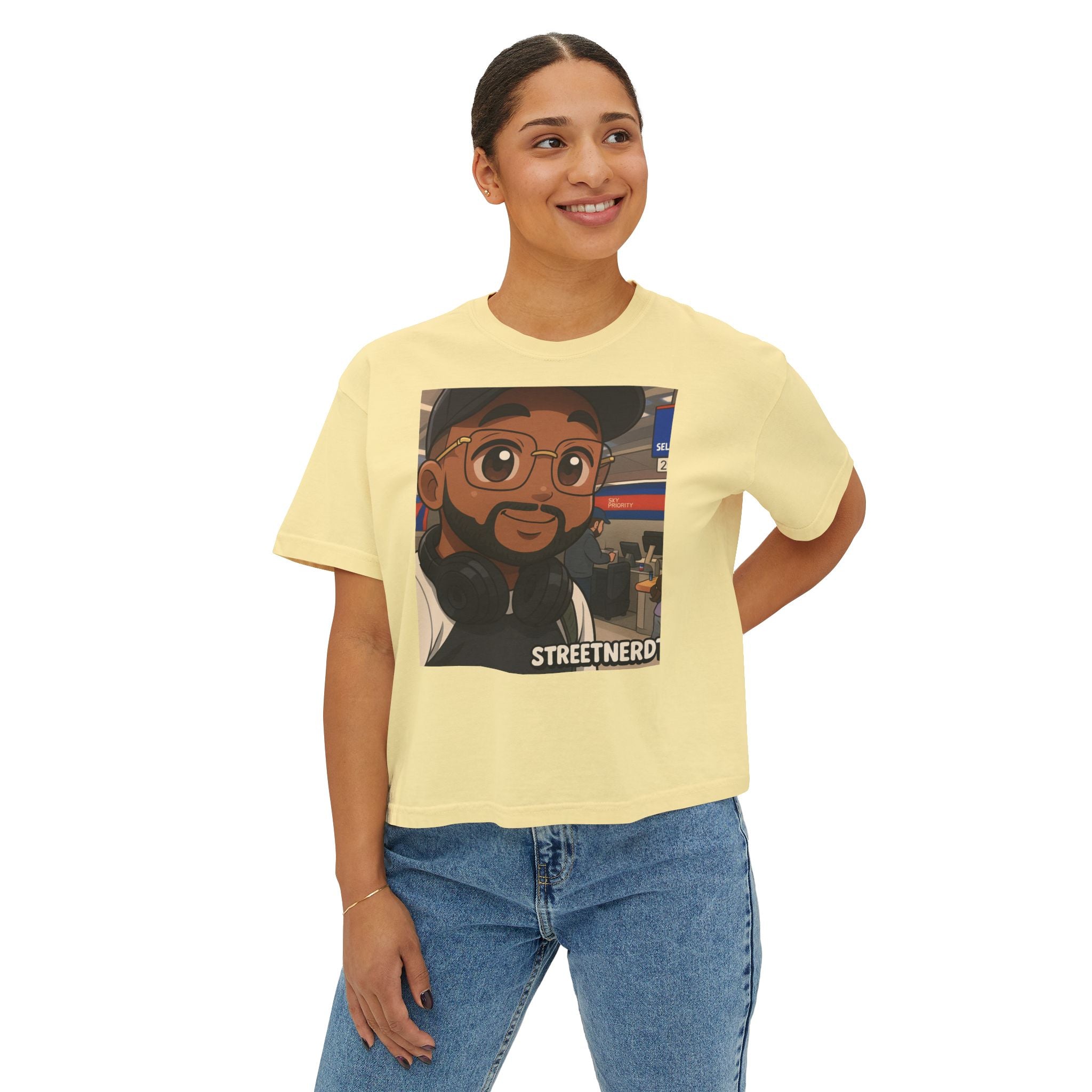 Street Nerd Boxy Tee | Cute Casual Tee for Podcast Lovers, Streetwear Shirt, Gift for Fans, Comfortable Everyday Wear