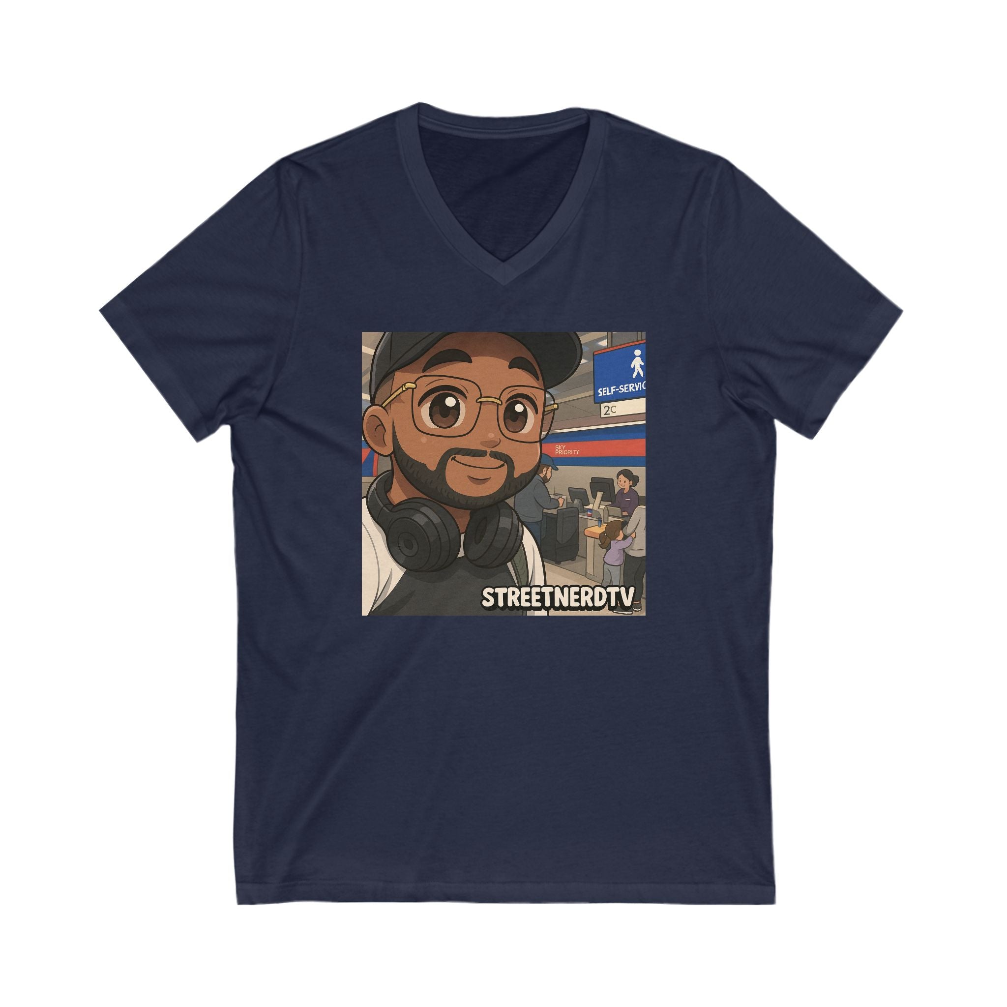 Street Nerd TV V-Neck Tee, Casual Graphic Tee, Podcast Merchandise, Gift for Fans, Comfortable Everyday Wear
