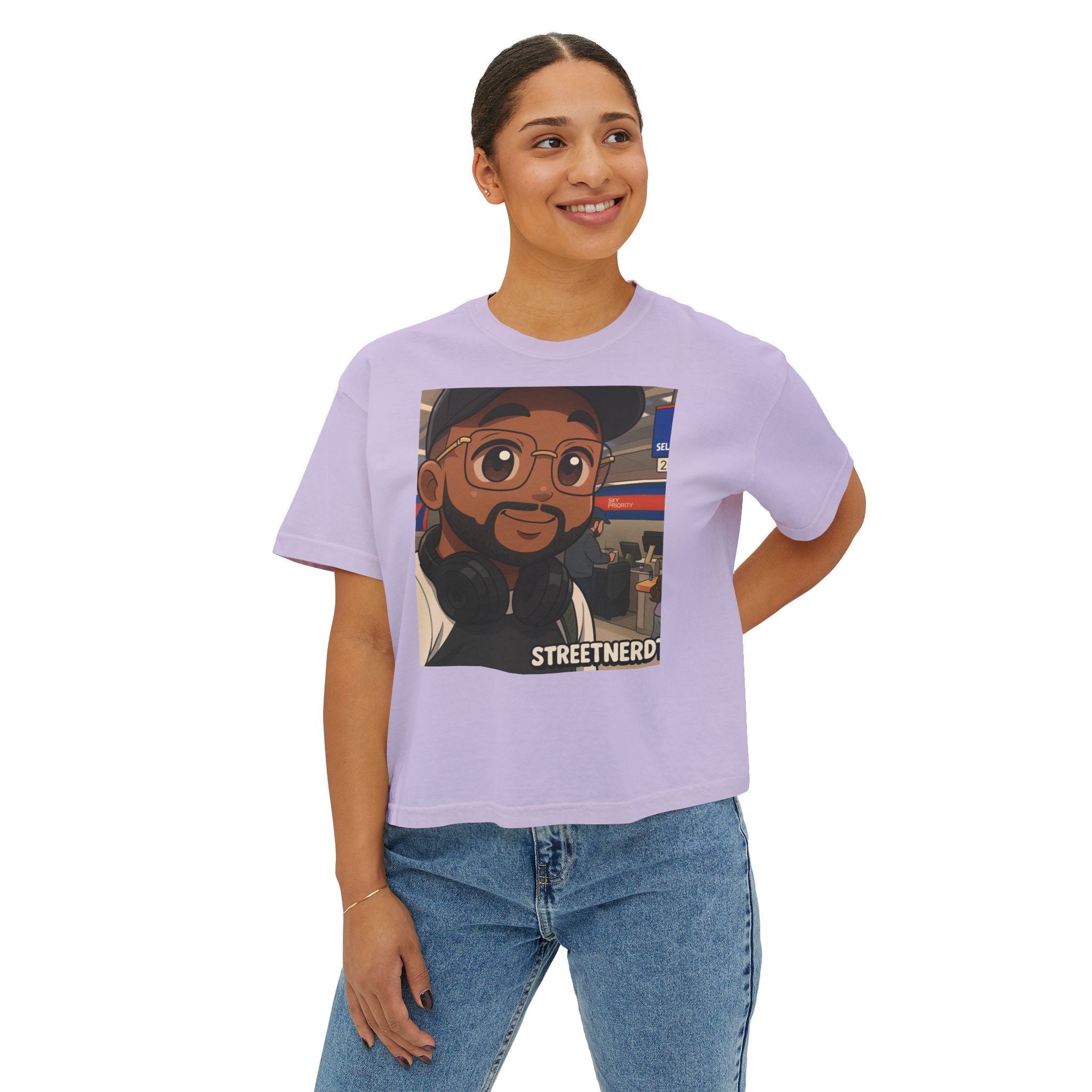 Street Nerd Boxy Tee | Cute Casual Tee for Podcast Lovers, Streetwear Shirt, Gift for Fans, Comfortable Everyday Wear