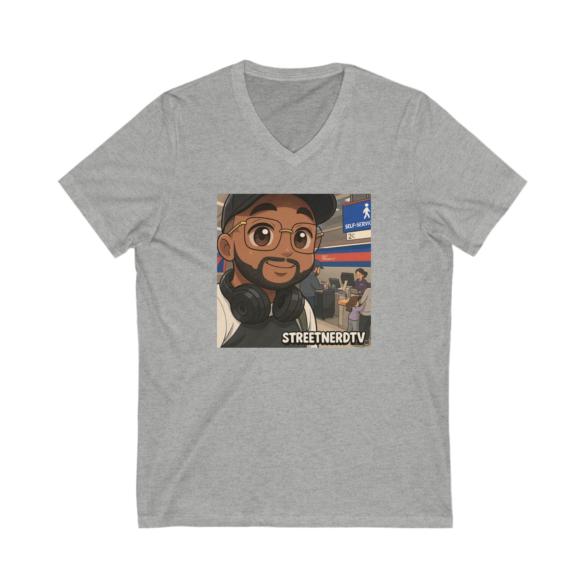 Street Nerd TV Unisex V-Neck Tee, Podcast Merchandise, Casual Wear, Unique Graphic T-Shirt, Gift for Fans, Everyday Comfort