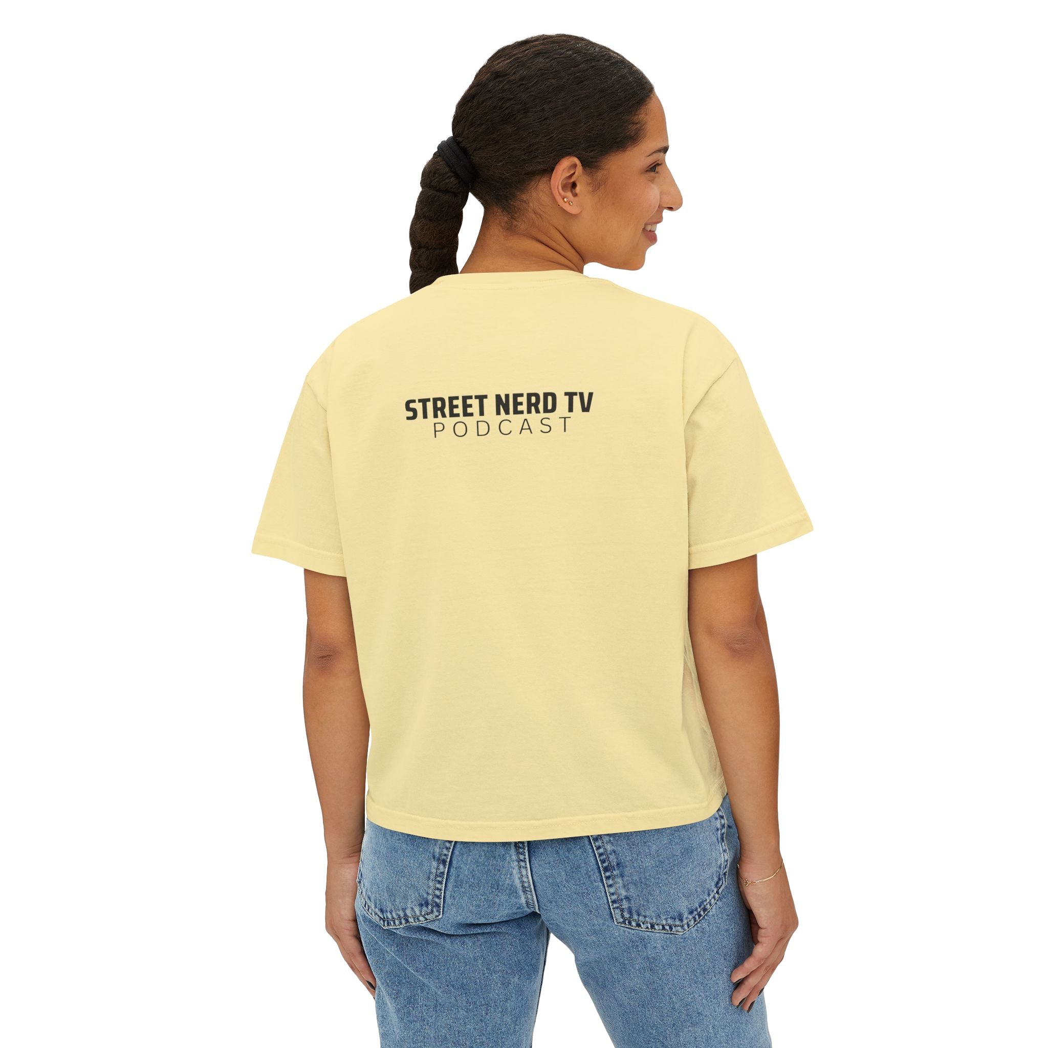 Street Nerd TV Women's Boxy Tee, Casual Graphic Tee, Comfy Summer Top, Gift for Podcast Fans, Relaxed Fit T-Shirt