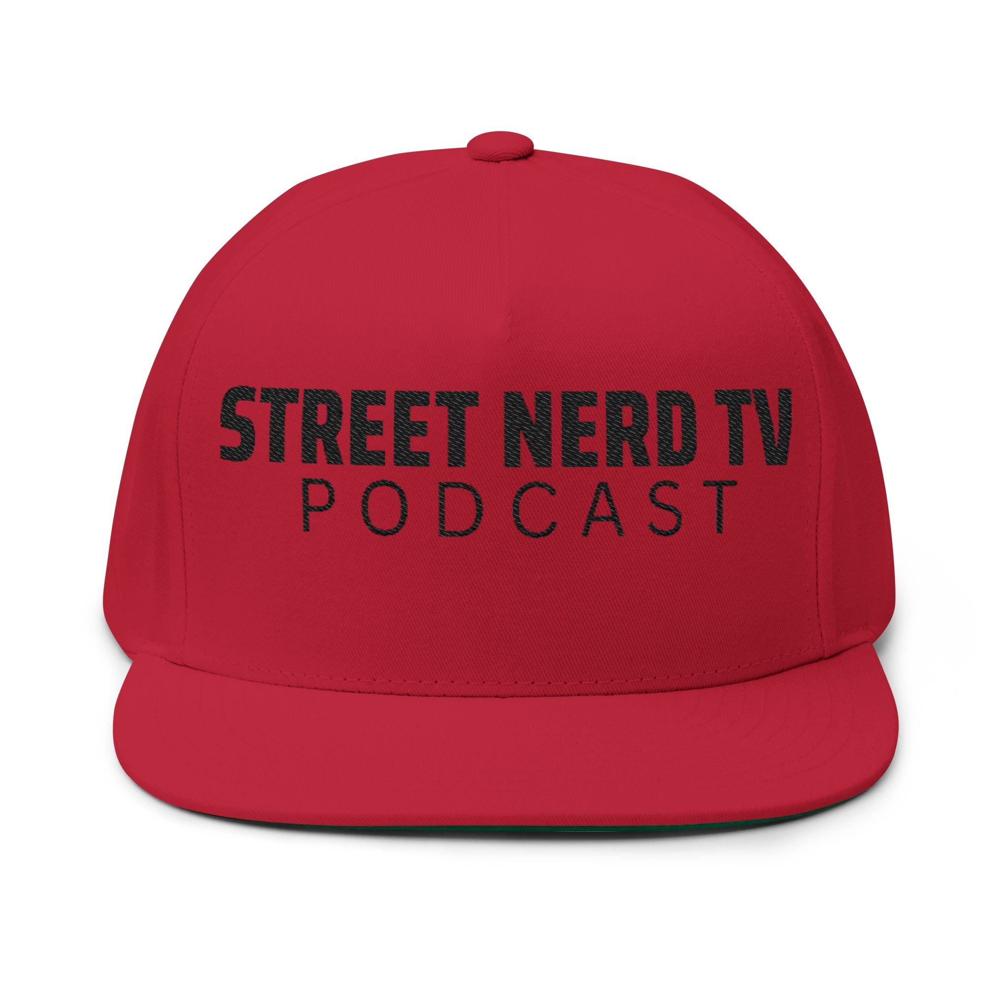 Street Nerd TV Podcast Flat Bill Cap — Embroidered Logo Snapback