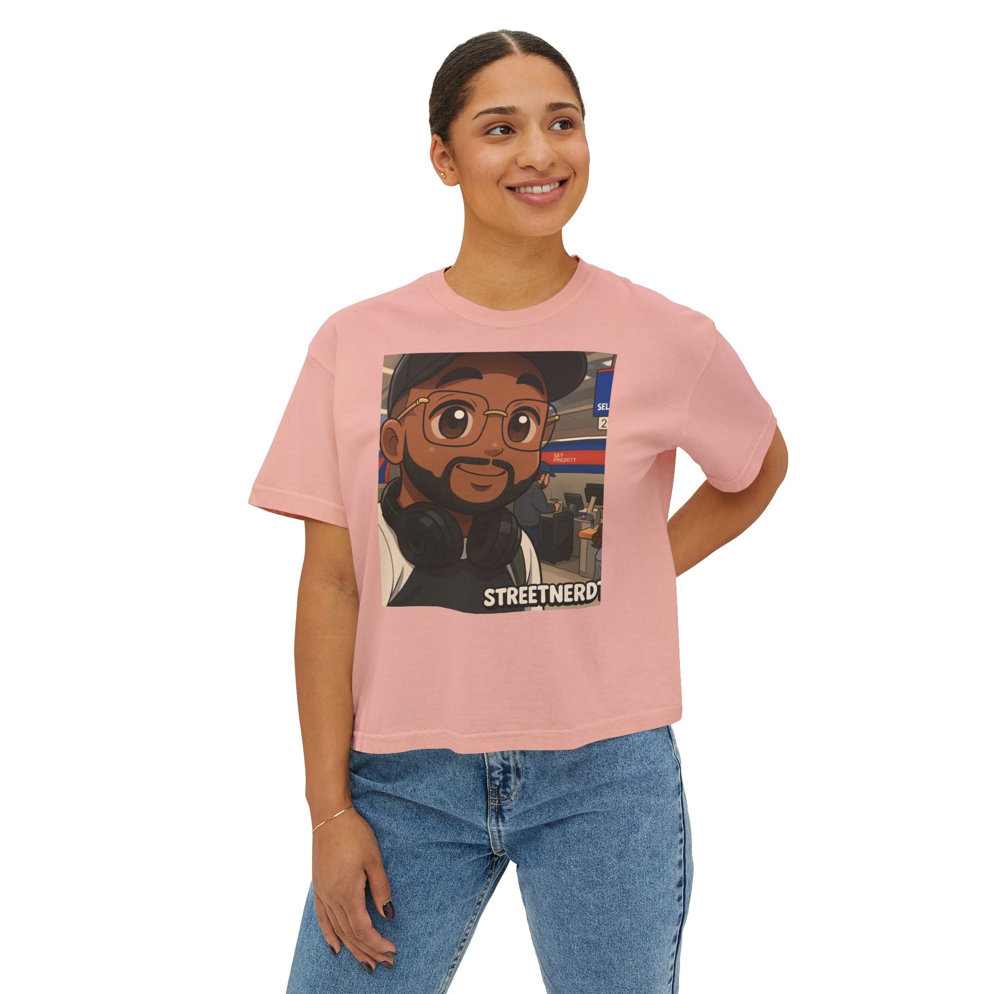 Street Nerd Boxy Tee | Cute Casual Tee for Podcast Lovers, Streetwear Shirt, Gift for Fans, Comfortable Everyday Wear