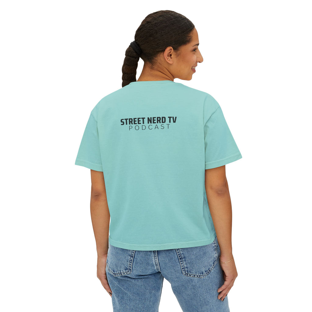 Street Nerd TV Women's Boxy Tee, Casual Graphic Tee, Comfy Summer Top, Gift for Podcast Fans, Relaxed Fit T-Shirt