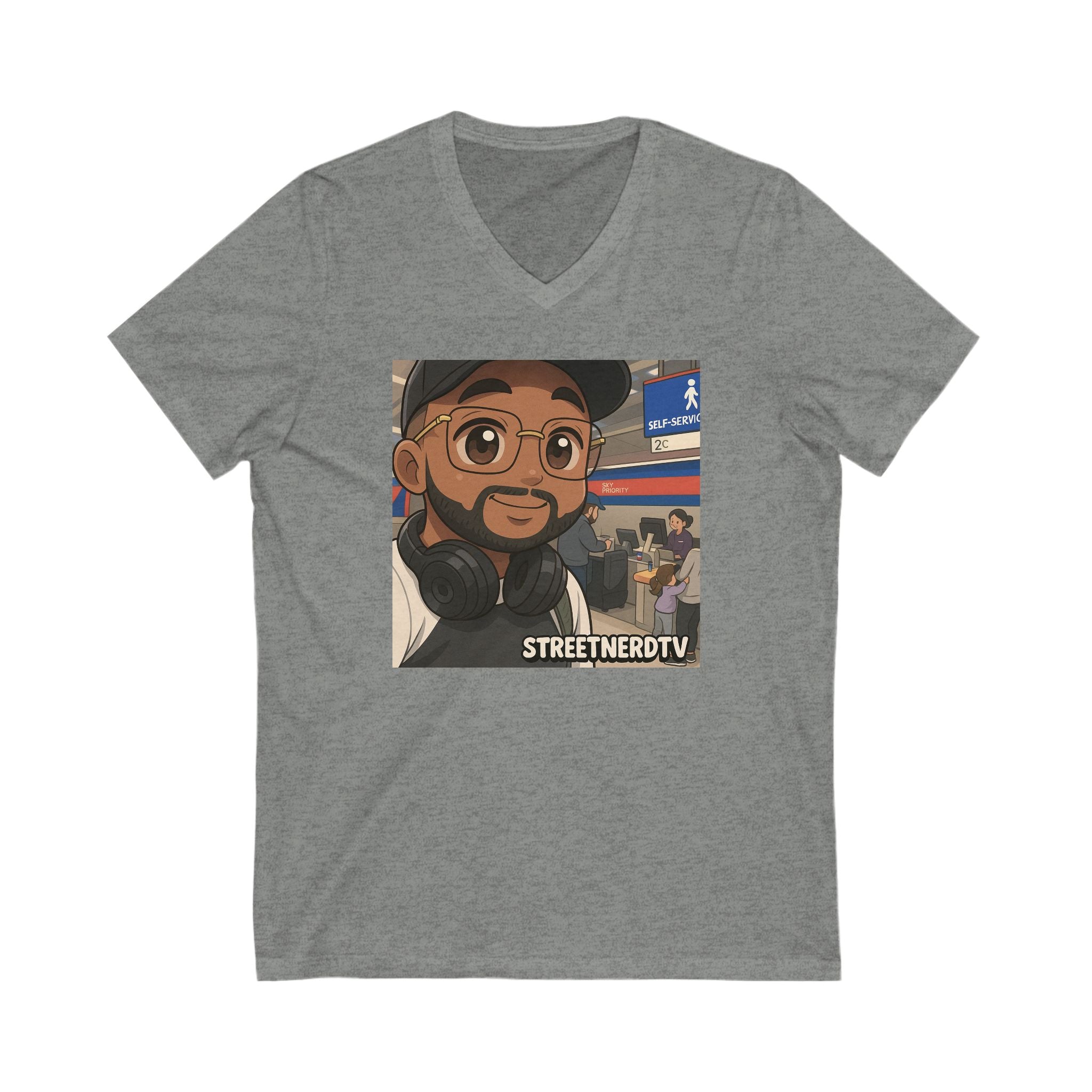 Street Nerd TV V-Neck Tee, Casual Graphic Tee, Podcast Merchandise, Gift for Fans, Comfortable Everyday Wear